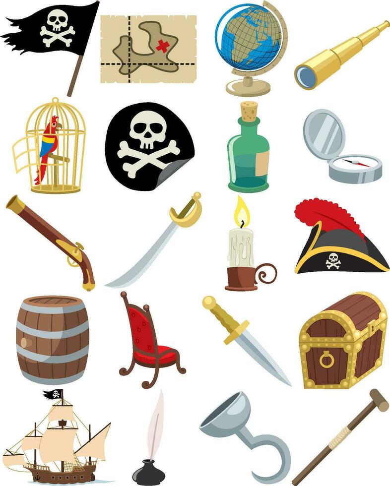 conjunto de iconos piratas vector
