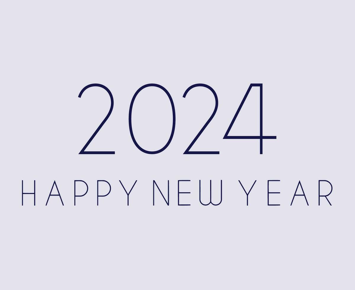 Happy New Year 2024 Abstract Blue Graphic Design Vector Logo Symbol Illustration With Gray Background