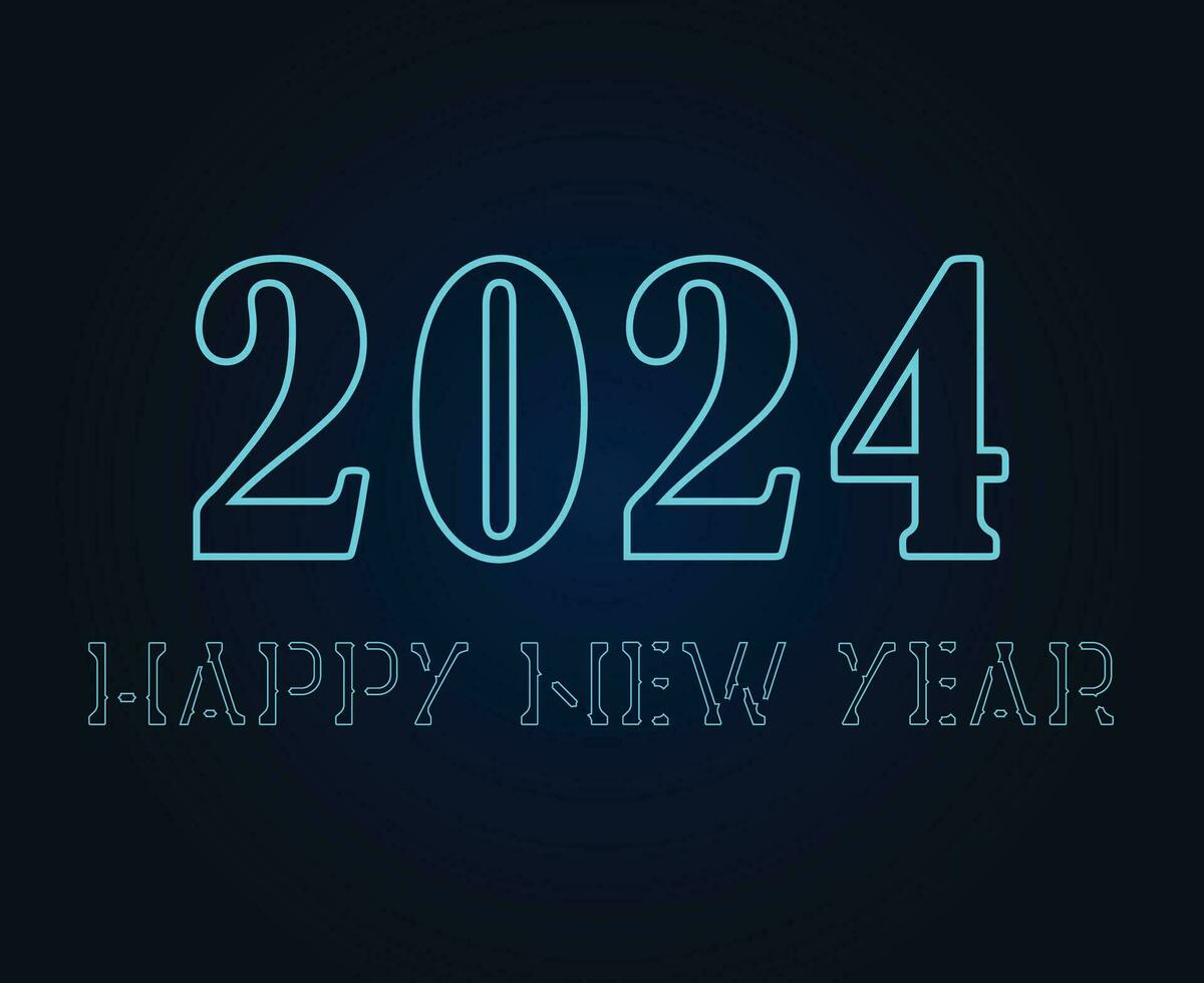 Happy New Year 2024 Abstract Cyan Graphic Design Vector Logo Symbol Illustration With Blue Background