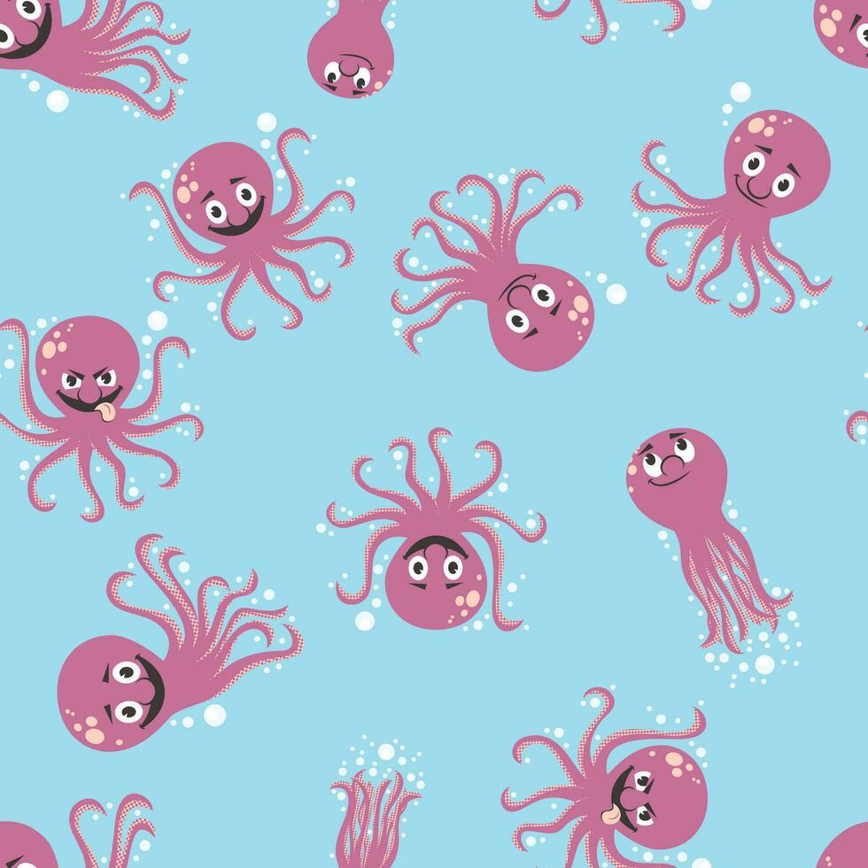 Octopus Seamless Pattern vector