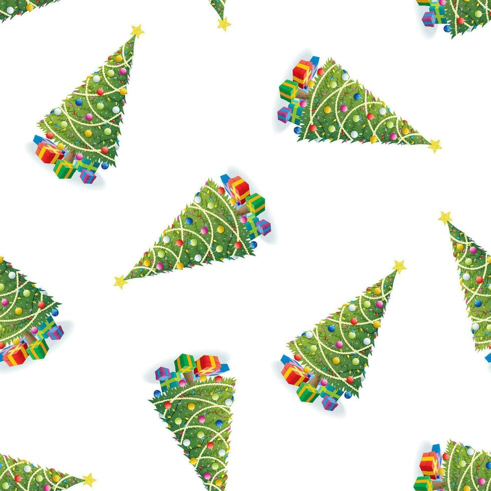 Christmas Tree and Gifts Colorful Pattern vector