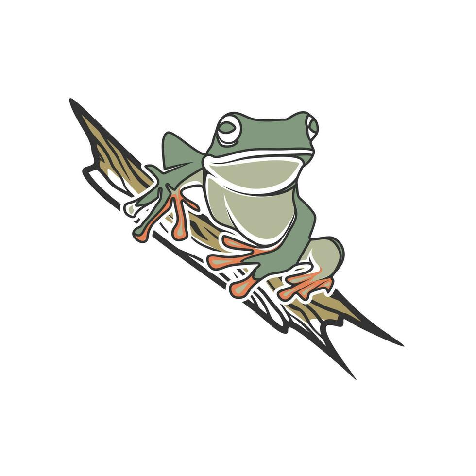 Frog vector logo design. tropical animals.