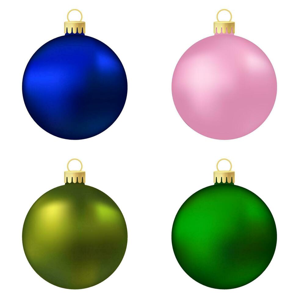 conjunto de rosa, azul y verde Navidad árbol juguete o pelota vector