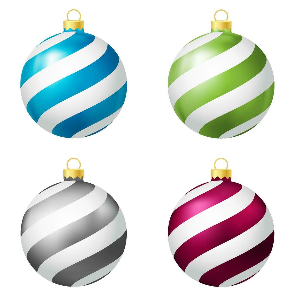 conjunto de azul, verde, gris y rosado Navidad árbol juguete o pelota vector