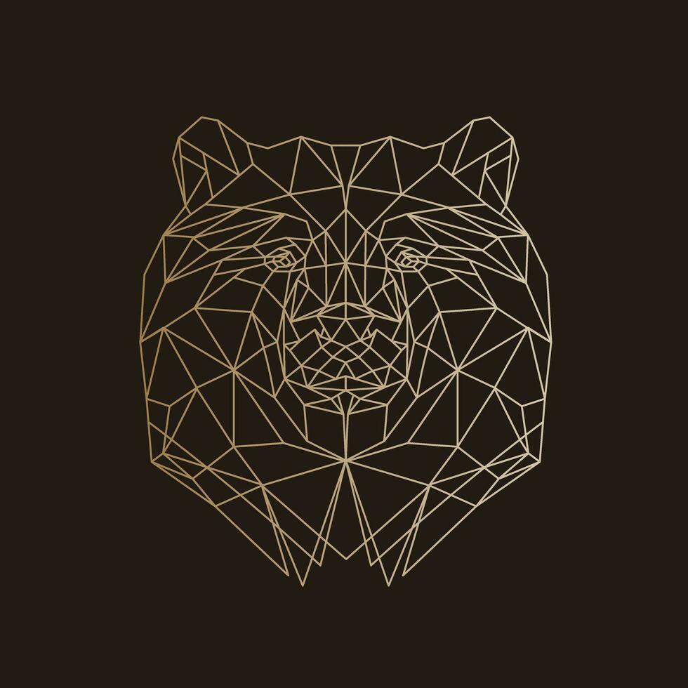 Bear head, geometric polygonal illustration of the animal in color. Poster, logo, wall art. Line art, vector