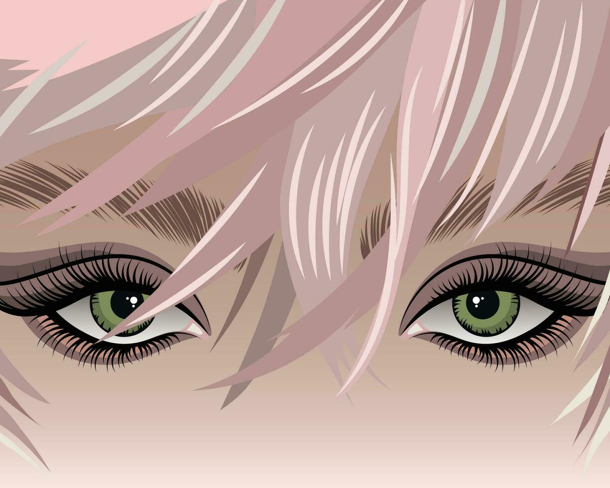 retrato de un hermosa chica, rostro, Arte estética póster. hembra ojos y cabello. belleza concepto. ilustración, vector