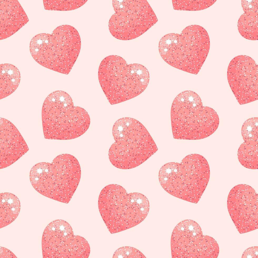 sin costura patrón, resumen linda brillante corazones en un blanco antecedentes. San Valentín día fondo, textil, vector