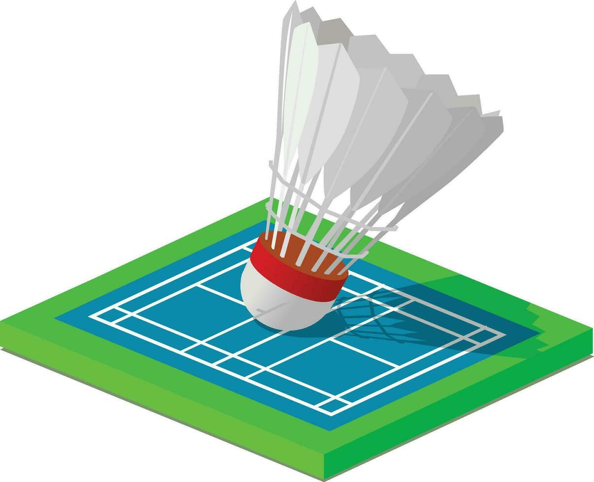 Attractive editable vector badminton shuttlecock on 3D court icon