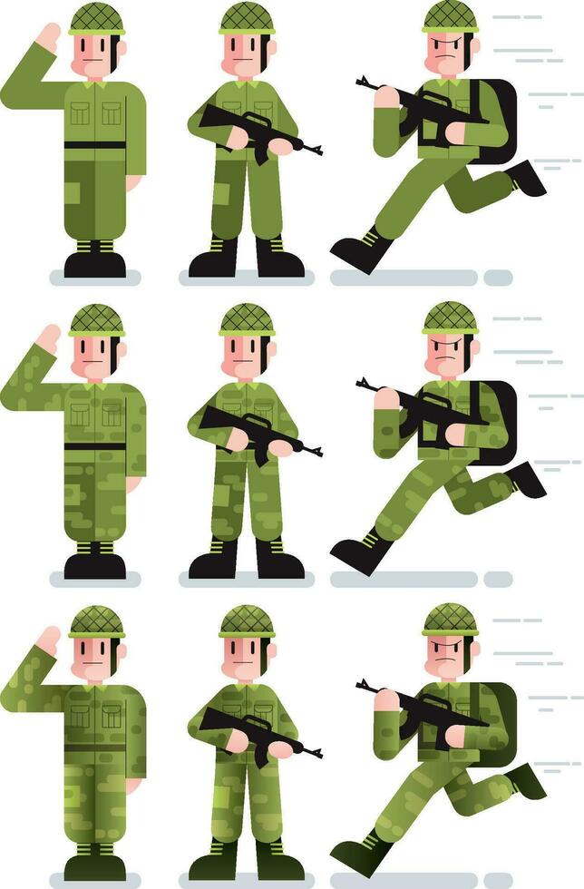 Soldier Flat Design Set vector