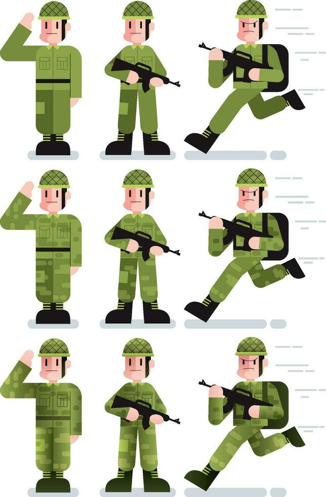 soldado plano diseño conjunto vector