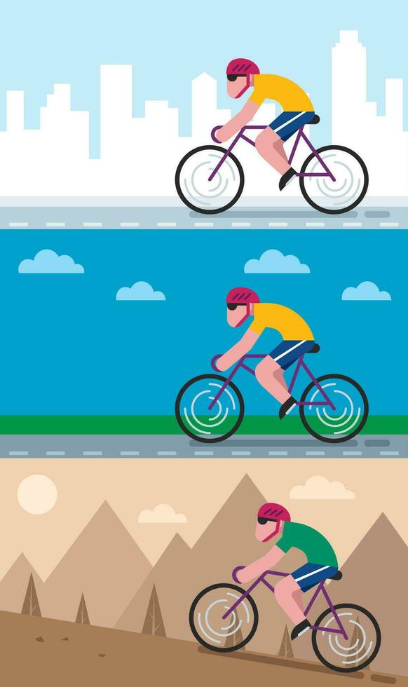 Cycling Backgrounds Flat Design vector