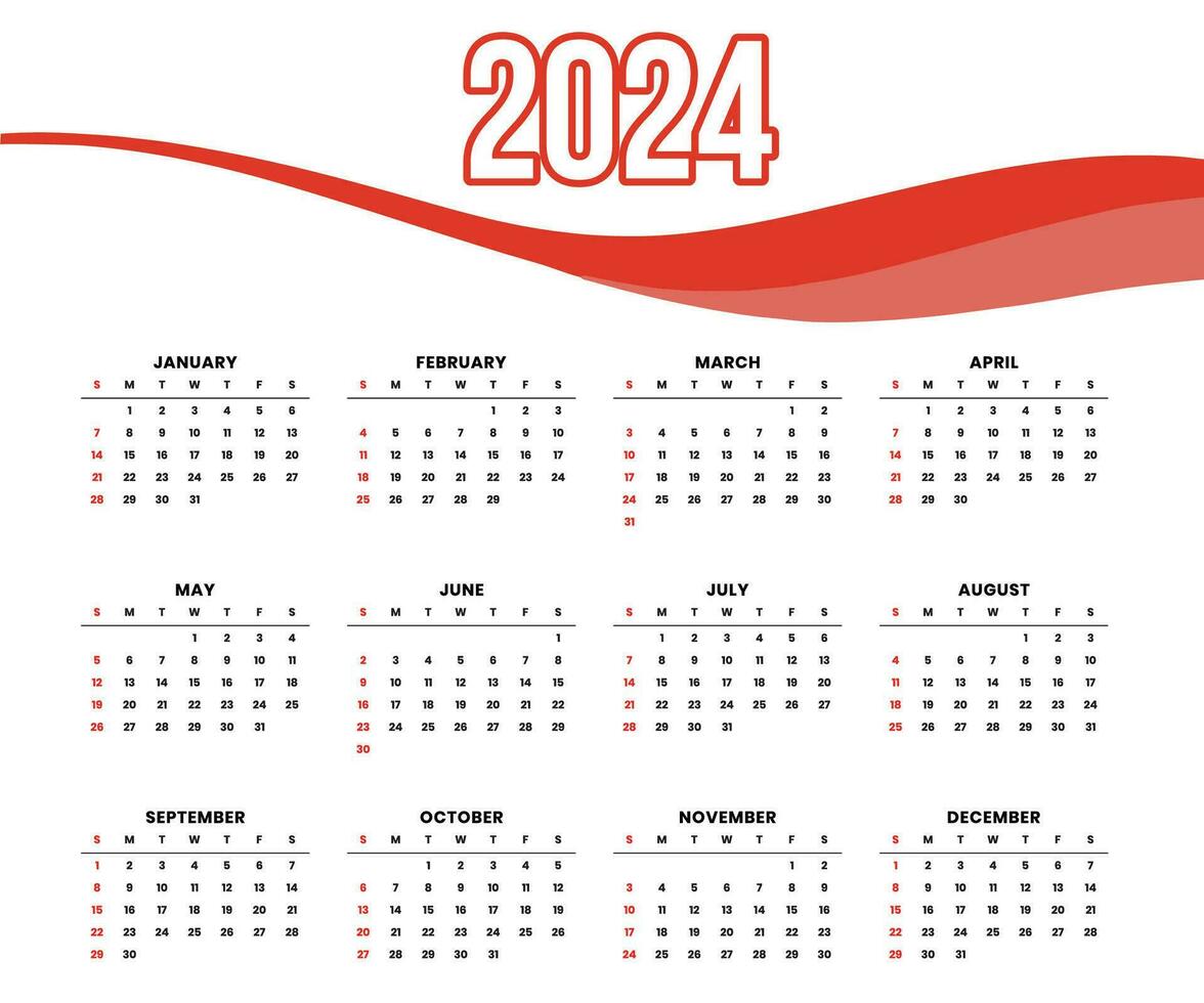 modern 2024 calendar template vector