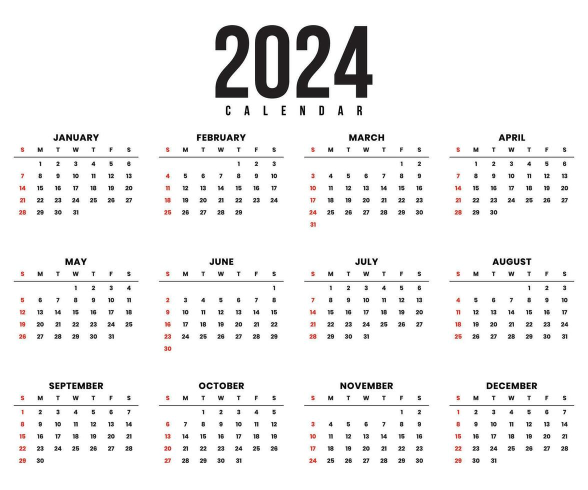 modern 2024 calendar template vector