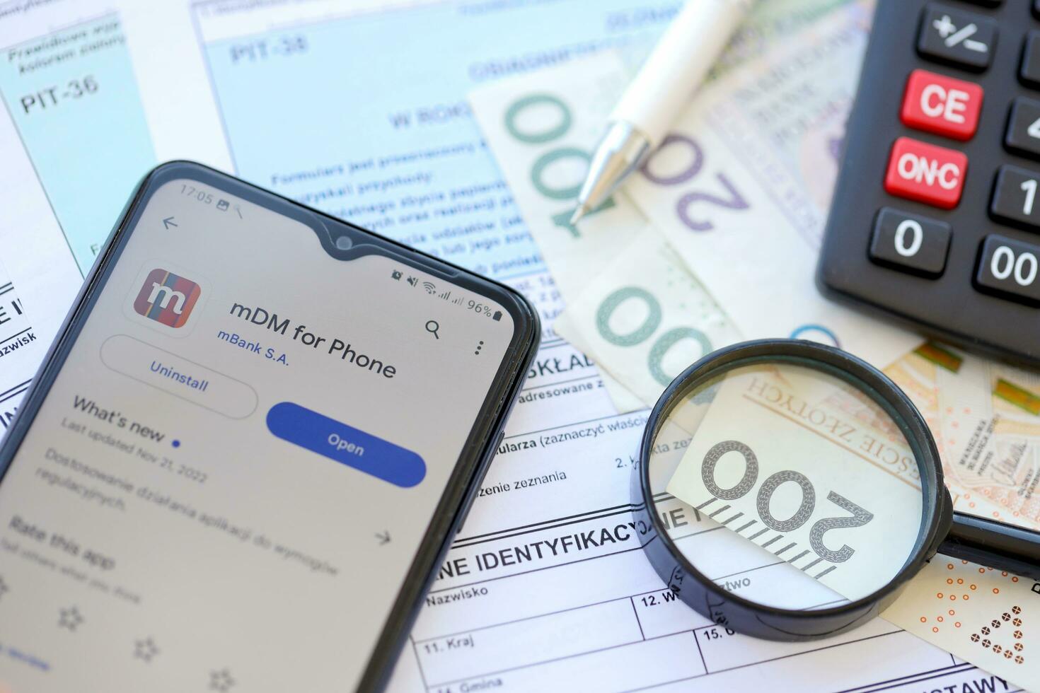 TERNOPIL, UKRAINE - AUGUST 3, 2023 mBank application on screen on modern smartphone. Official app of famous polish bank photo