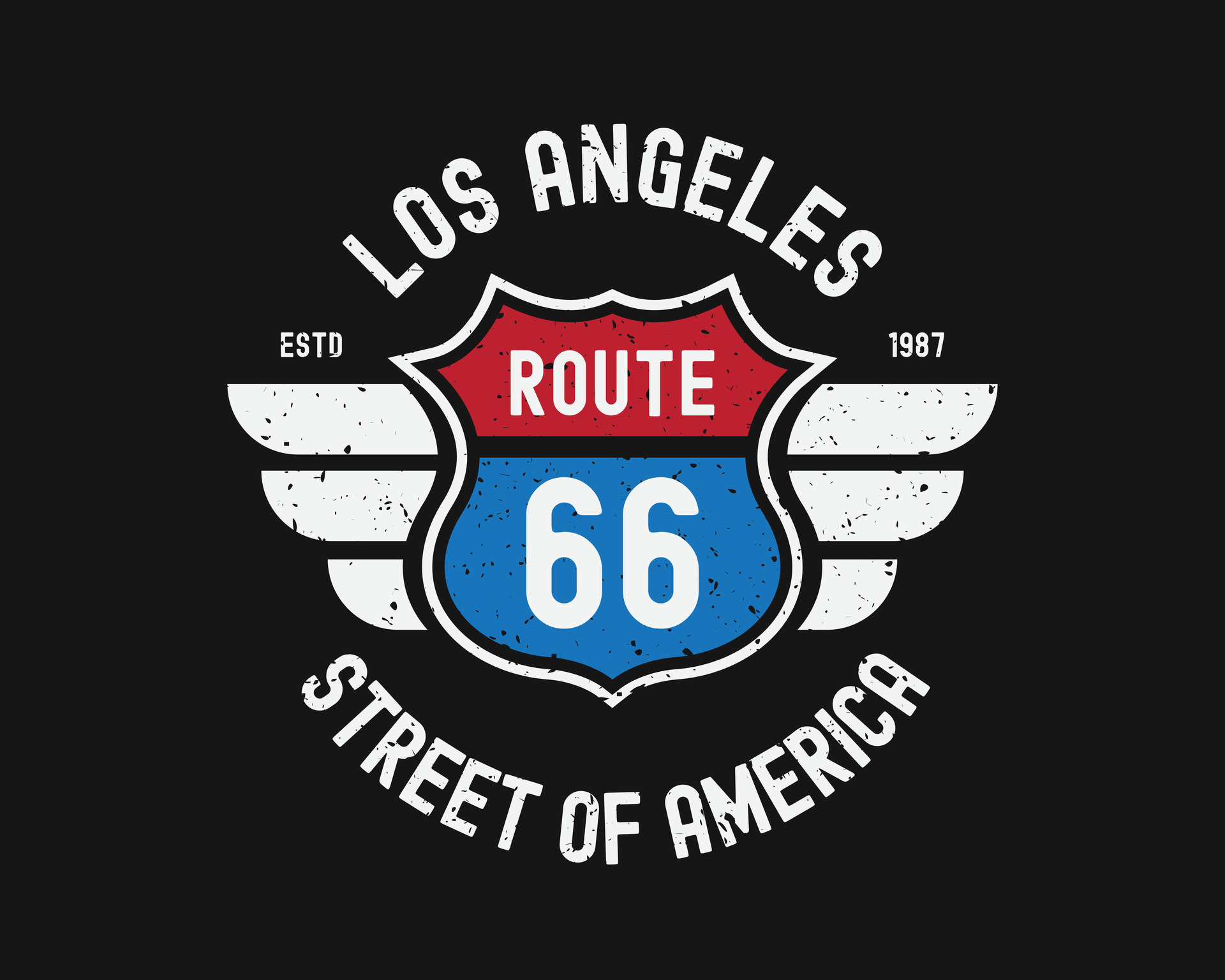 Route 66 typography graphic for tshirt. Original clothes design with