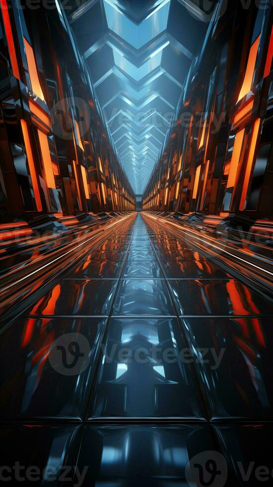 AI generated Futuristic Background. Metallic surface with neon accents and futuristic patterns. Created with Generative AI photo