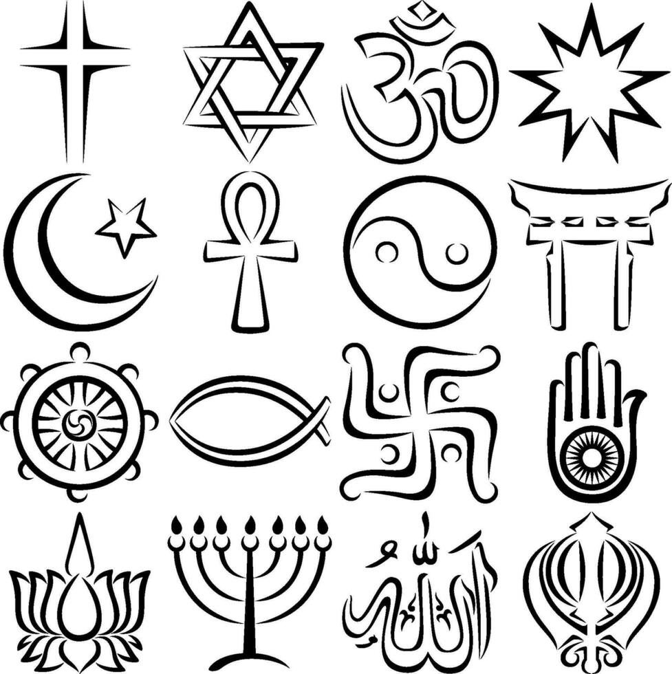 religioso símbolos línea Arte vector
