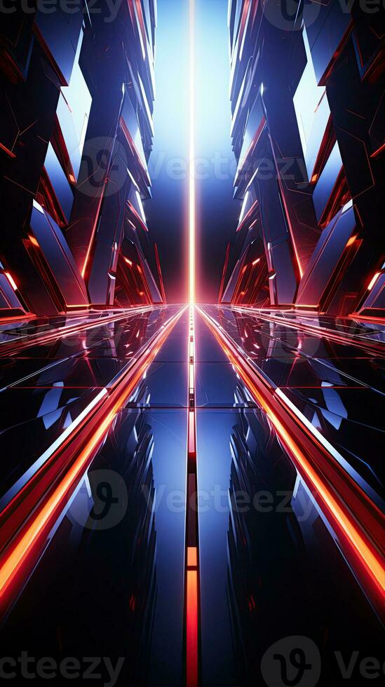 AI generated Futuristic Background. Metallic surface with neon accents and futuristic patterns. Created with Generative AI photo