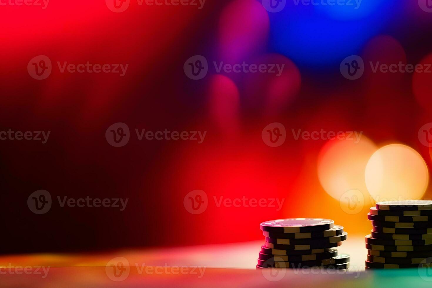 AI generated Bright colorful casino chips. Neural network AI generated photo