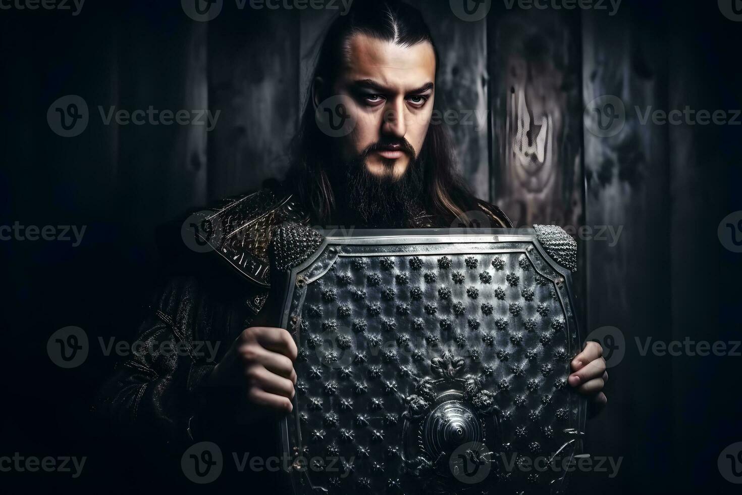 AI generated Viking or Anglo-Saxon warrior. Neural network AI generated photo