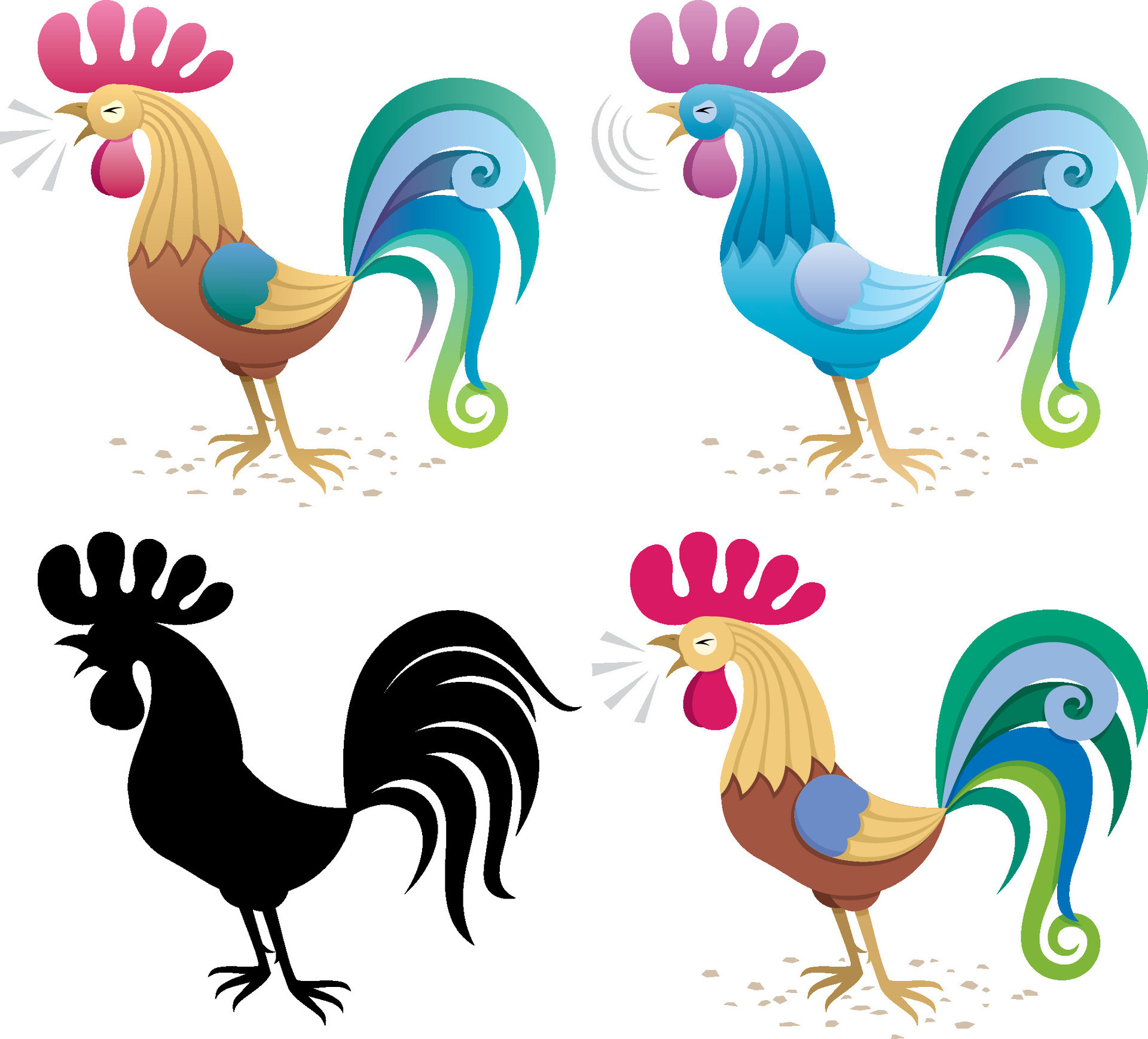 Rooster Isolated Set 35579976 Vector Art at Vecteezy