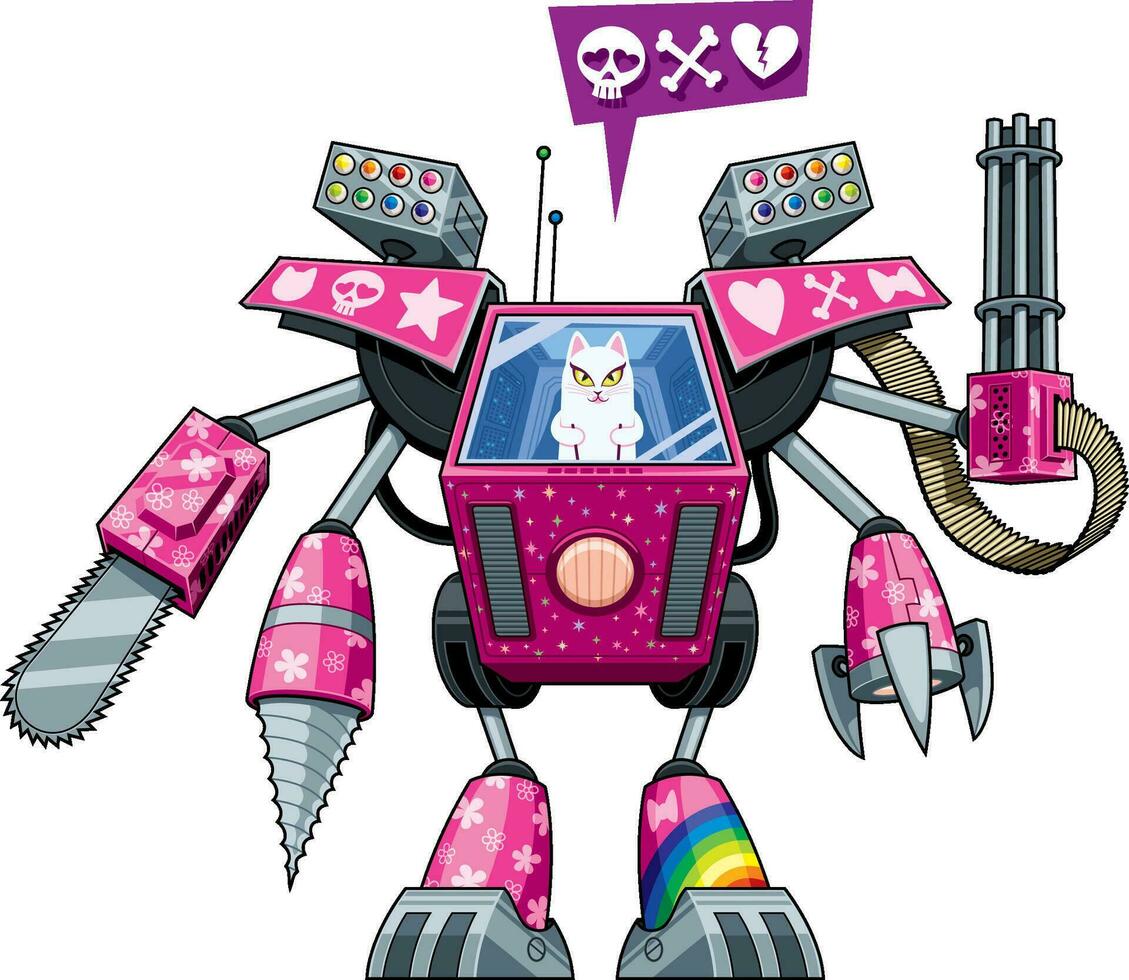 Robo Pussycat on White vector