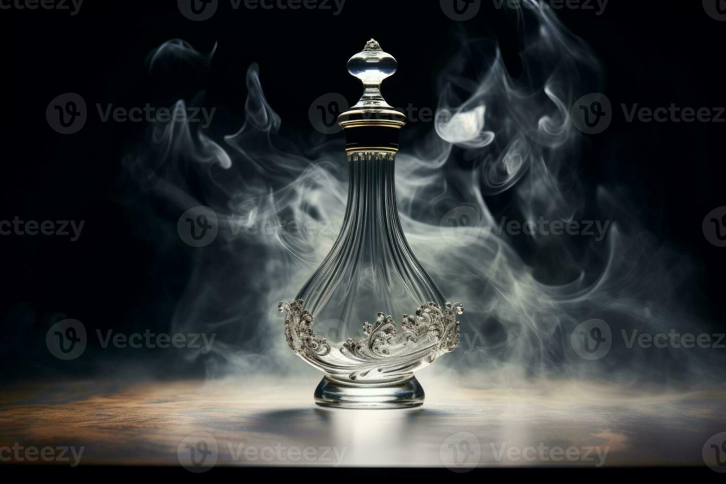 AI generated Photo of an elegant perfume bottle with a fine mist in the air. Generative AI