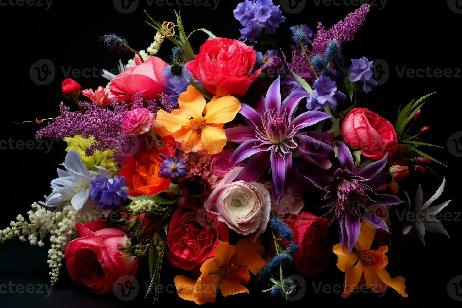 AI generated Photo of a vibrant and colorful bouquet of fresh flowers. Generative AI