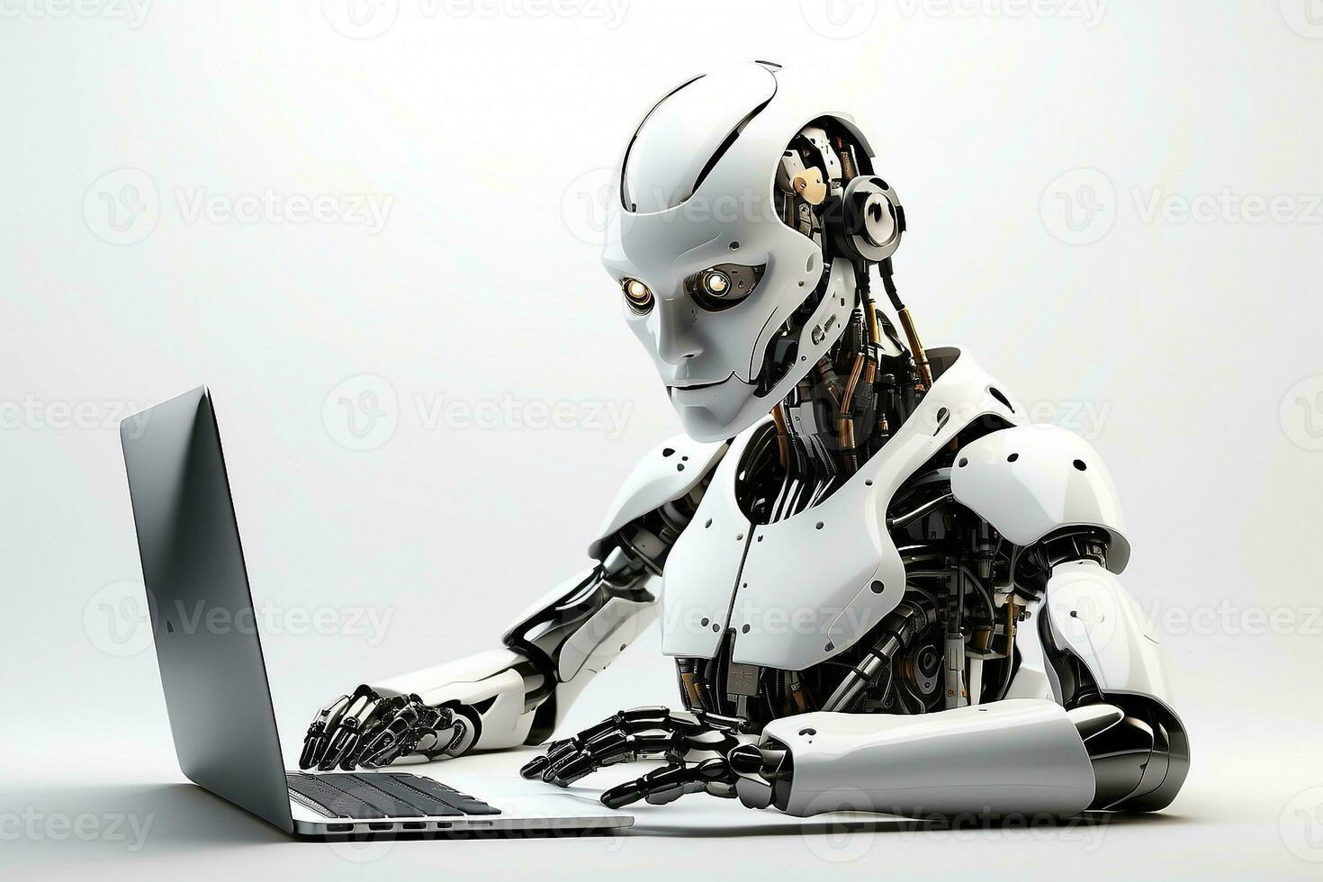 ai generado ai robot hacker con blanco aislado antecedentes foto