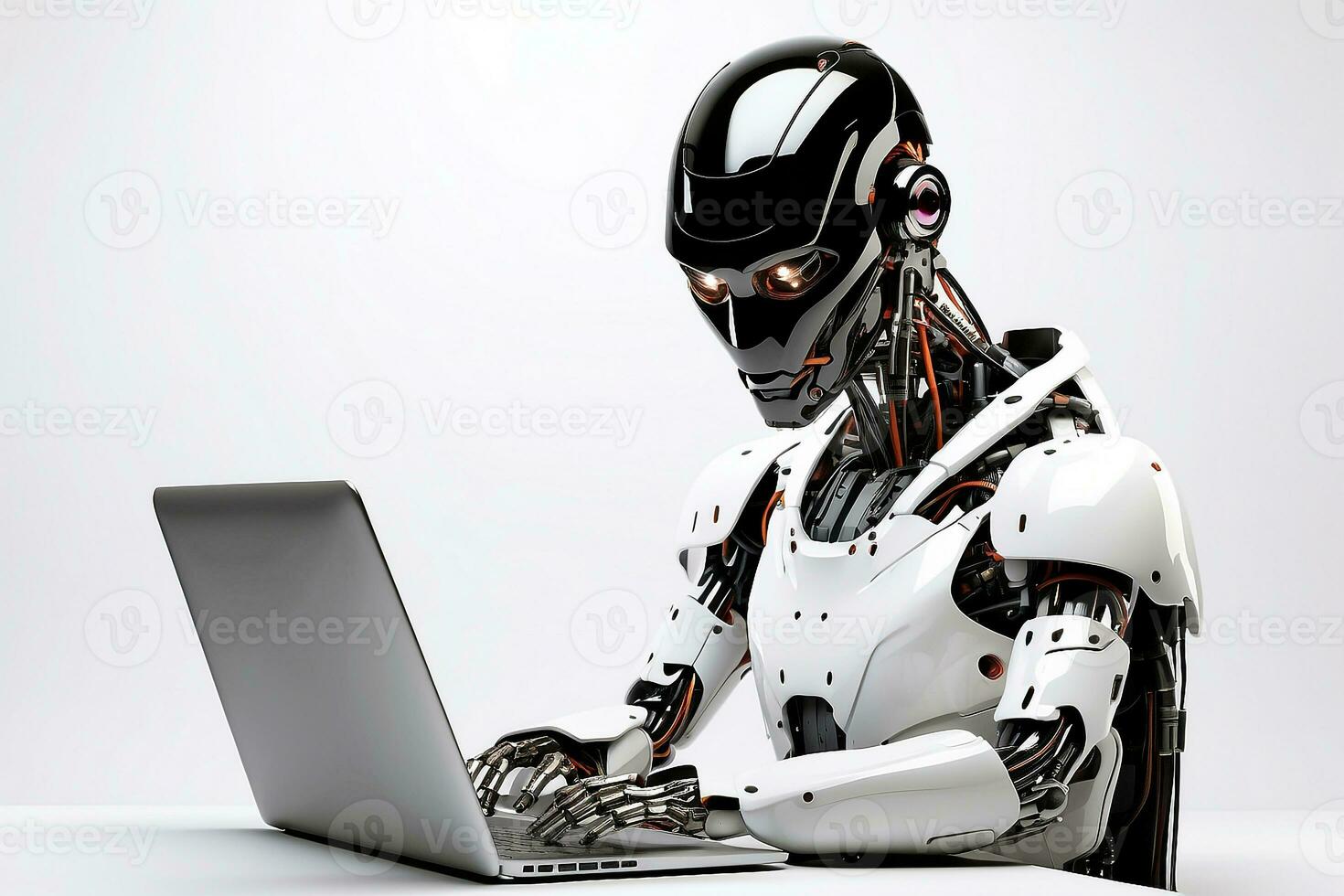 ai generado ai robot hacker con blanco aislado antecedentes foto
