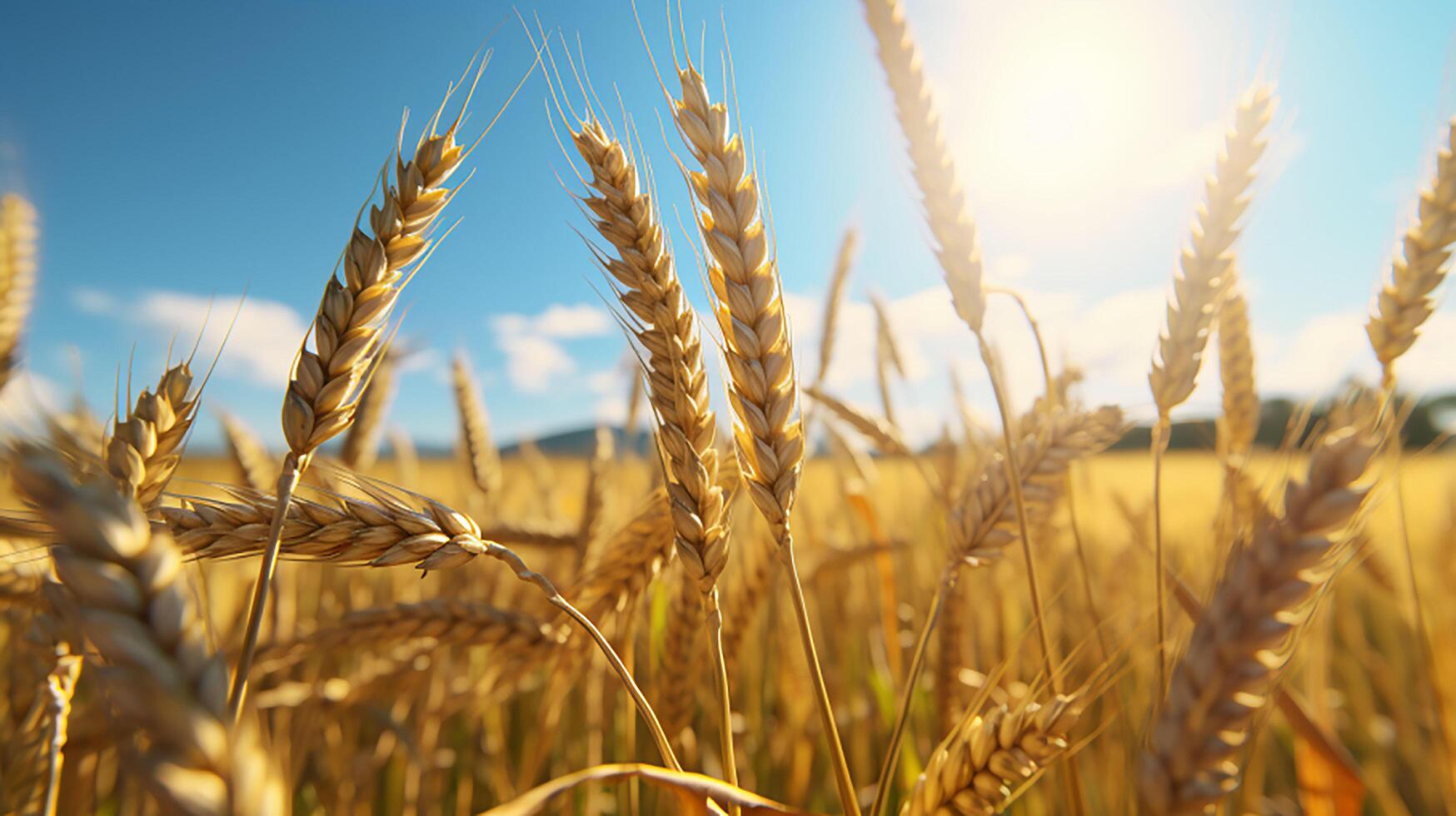 AI generated Wheat field at sunlight photo