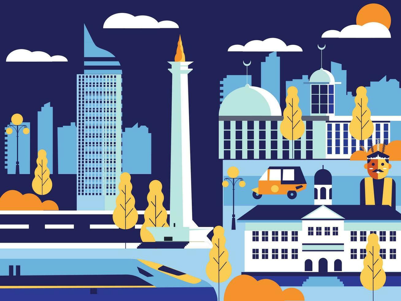 Jakarta city background vector