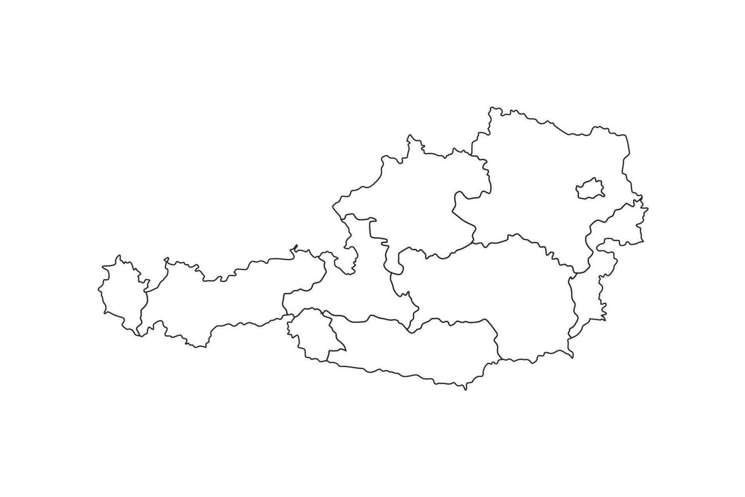 Vector austria map outline with states or provinces white background