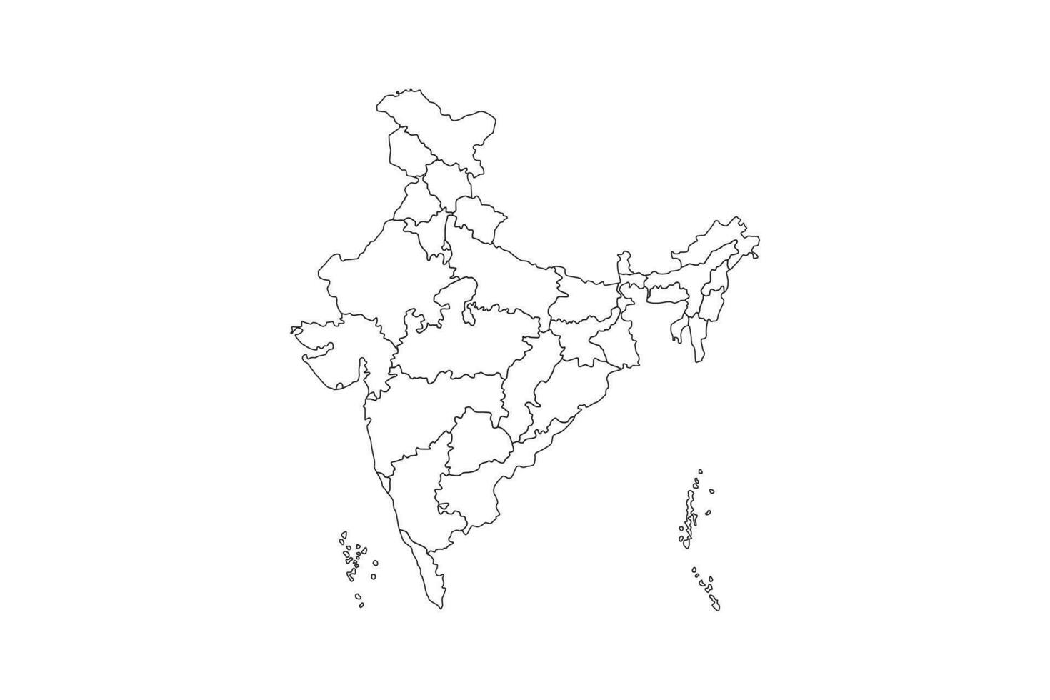 India's vector outline map, in sketch line style