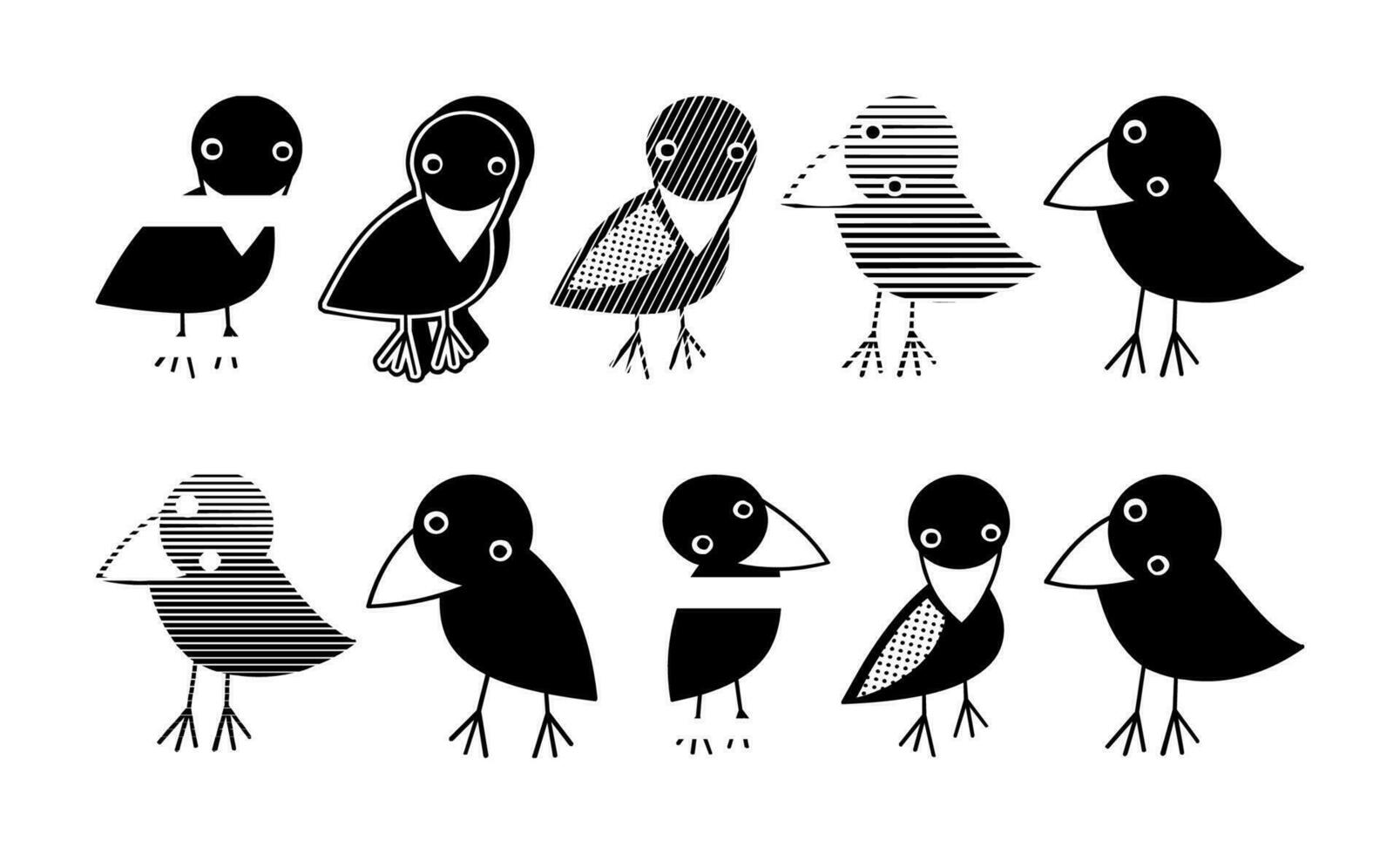 black and white collection of silhouettes vector