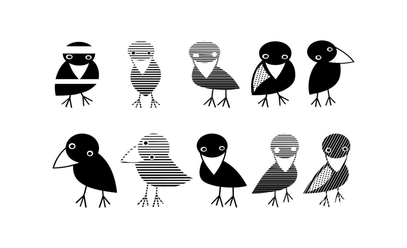 black and white collection of silhouettes vector