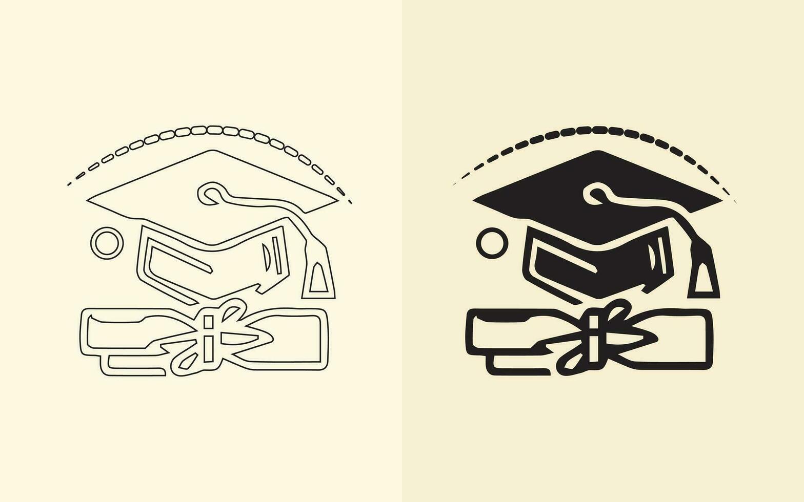 graduación gorra diferente estilo icono colocar. línea, glifo, y lleno contorno versión, describir, y lleno vector signo. símbolo, logo ilustración. vector gráficos