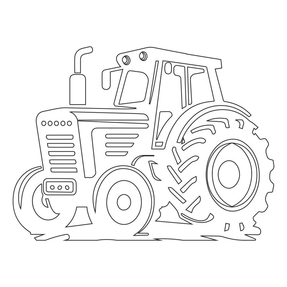 Isolated on white, tractor line icon, outline vector symbol, linear style pictogram. Illustration of a symbol or logo