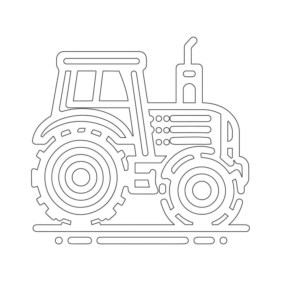 Isolated on white, tractor line icon, outline vector symbol, linear style pictogram. Illustration of a symbol or logo