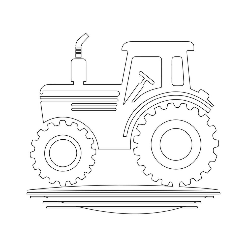 Isolated on white, tractor line icon, outline vector symbol, linear style pictogram. Illustration of a symbol or logo