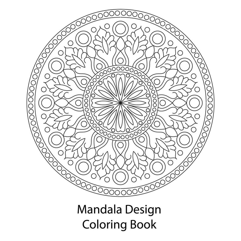 Easy Style mandala design coloring book page vector design