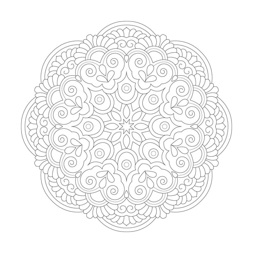 Easy floral design Mandala Coloring book page vector file