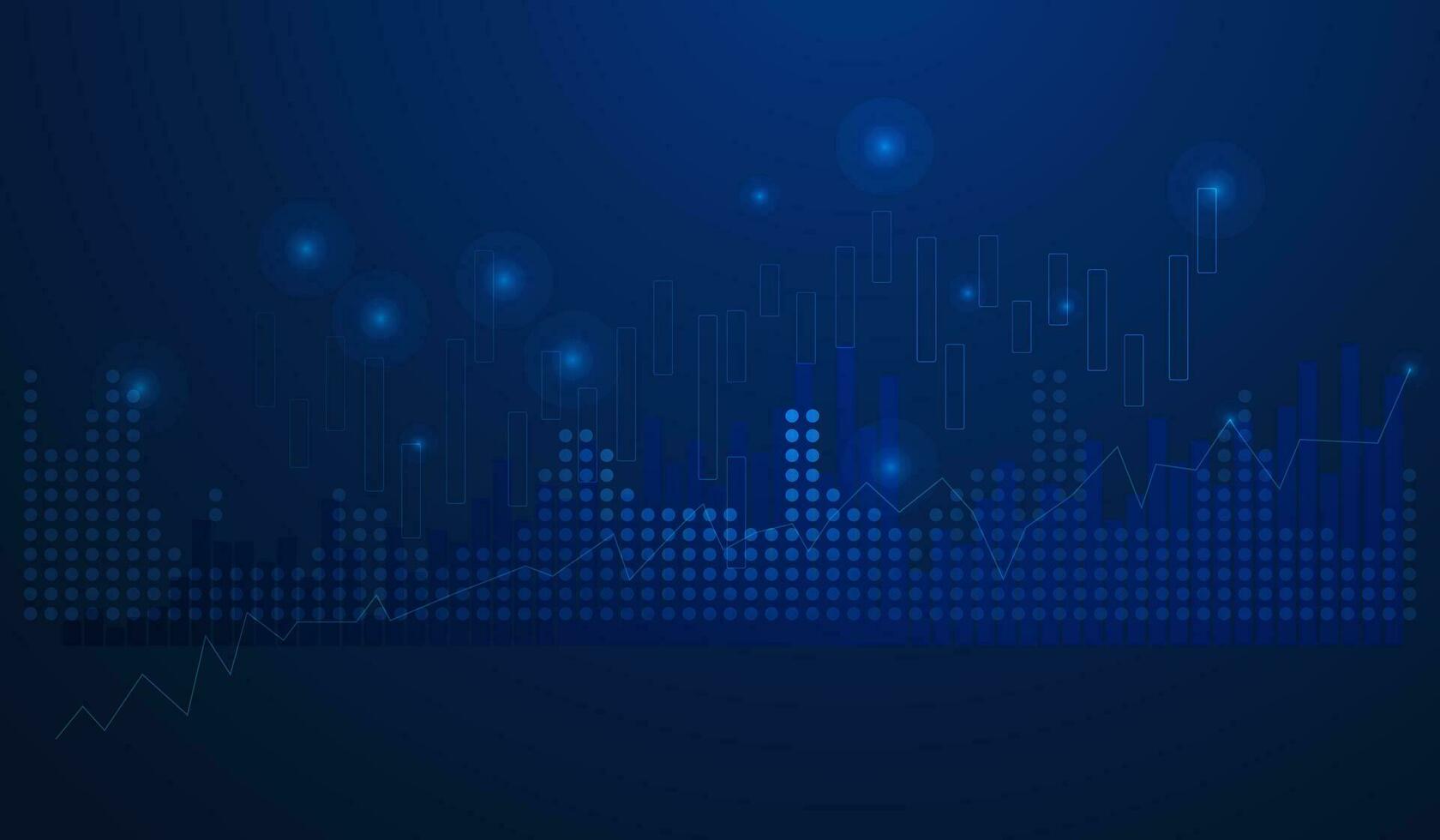 candle stick graph chart of stock market investment trading on blue background. Bullish point, up trend of graph, vector, illustration vector