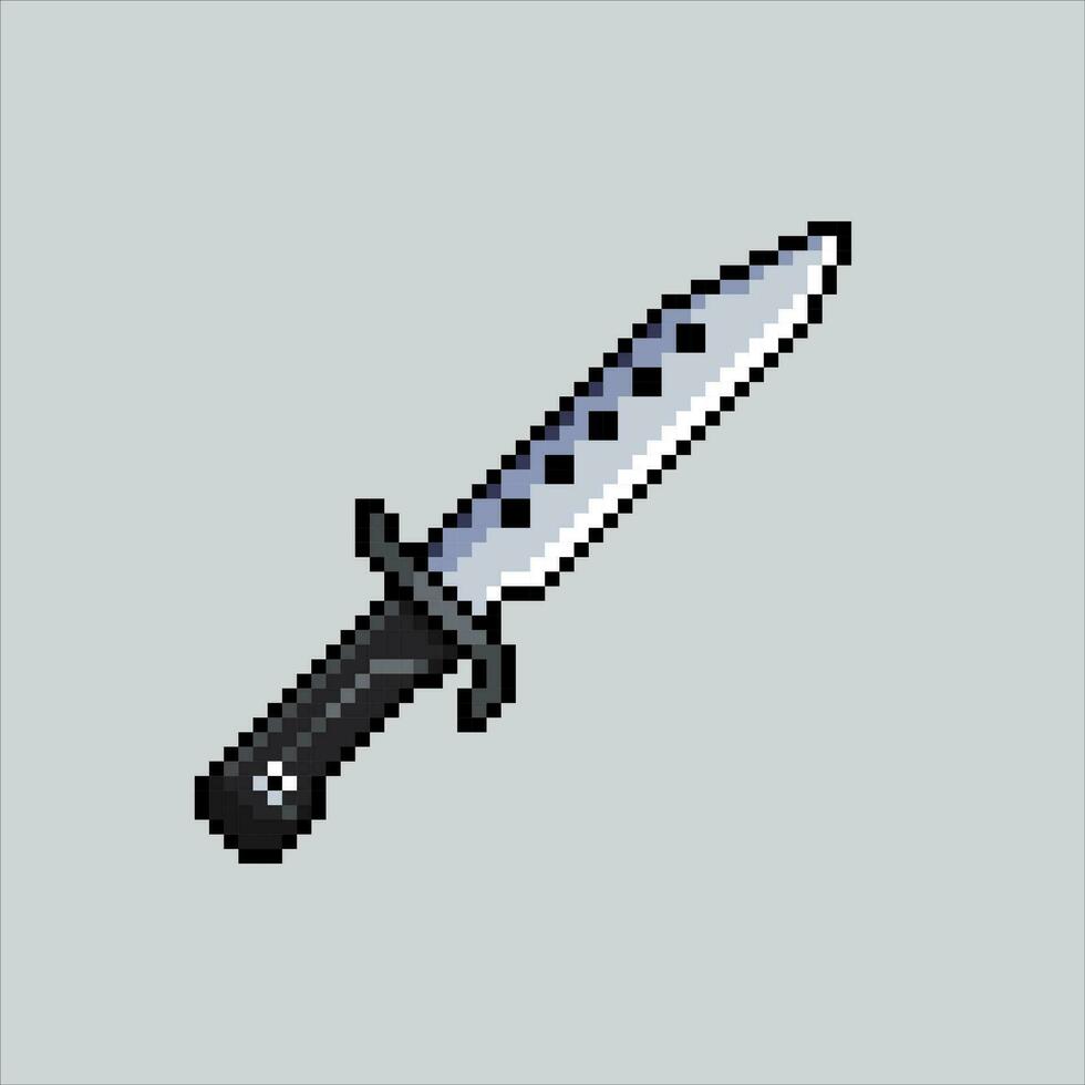 Pixel art illustration Knife. Pixelated Knife. Survival Combat Knife  pixelated for the pixel art game and icon for website and video game. old school retro. vector