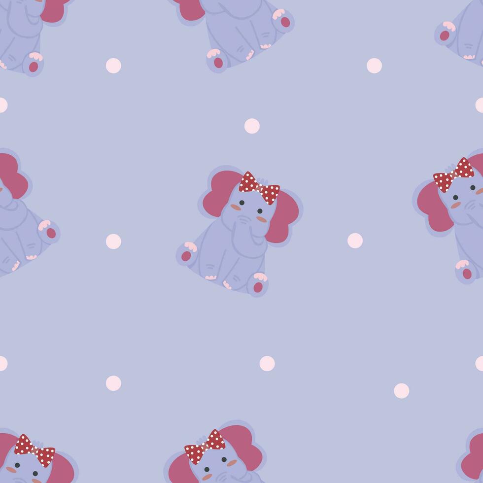 Cute kawaii elephant seamless pattern. Children pattern design vector