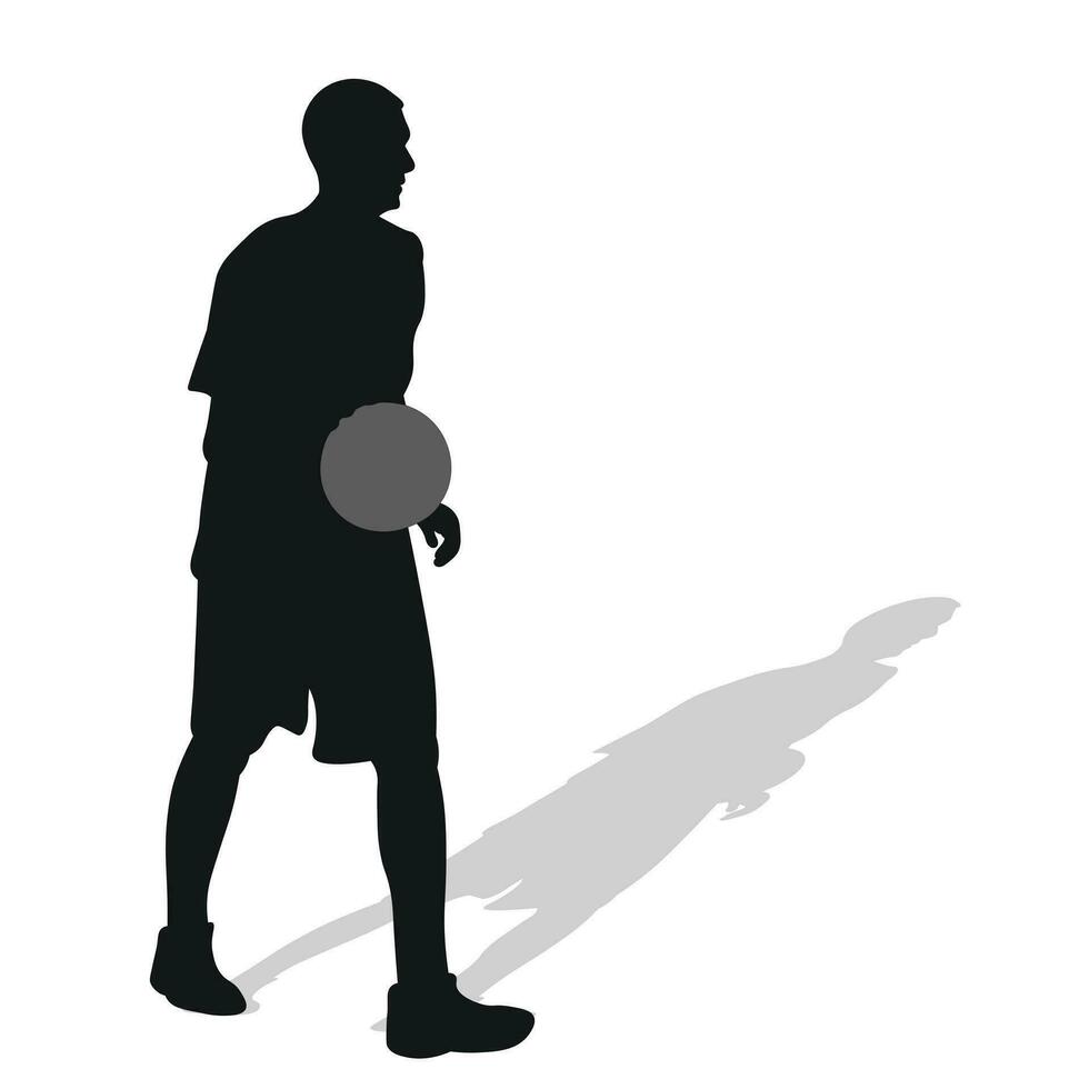 Basketball, black silhouette of an athlete basketball player with a ball vector