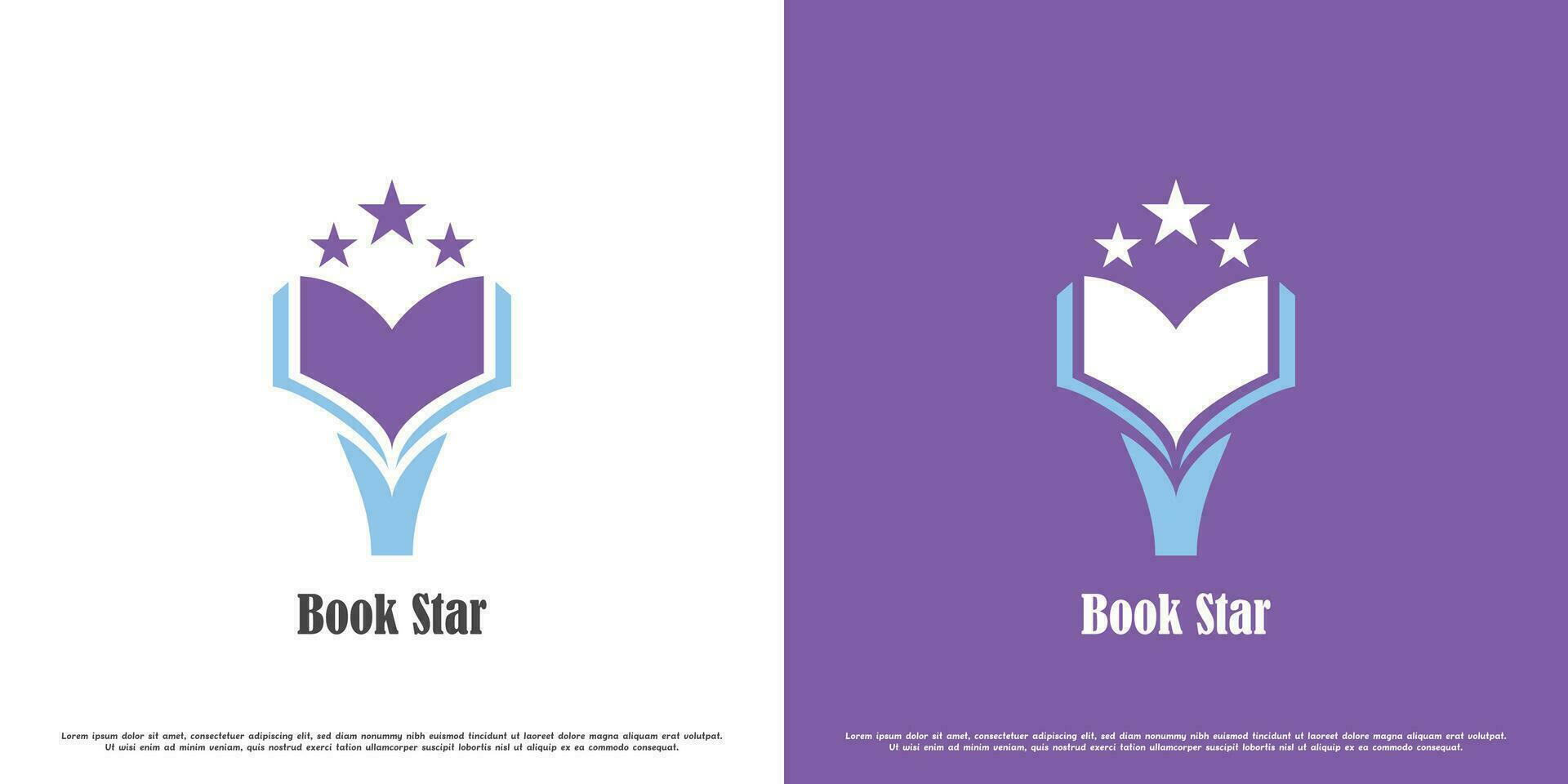 Star book logo design illustration. Silhouette dream book star sky paper knowledge learning student intelligence guidance lesson. Science icon symbol flat simple modern cute fun fancy joy creative. vector