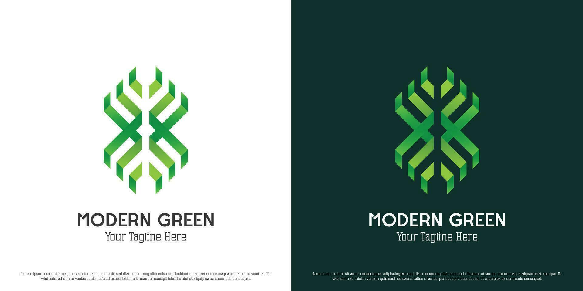 Green abstract logo design illustration. Simple silhouette digital green nature tree leaf dna technology system ecology business. Casual modern futuristic creative gradient simple icon symbol. vector