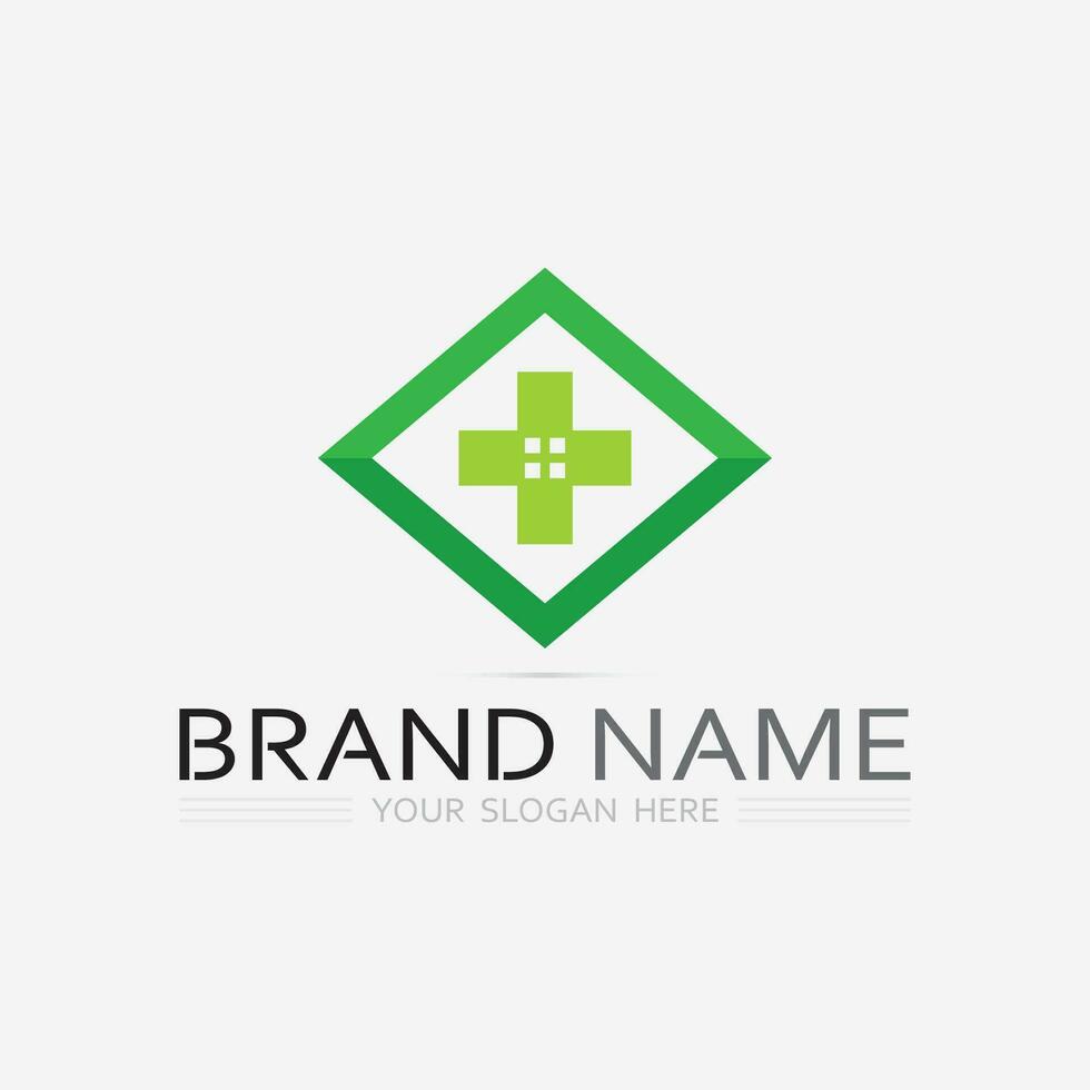 hospital and health care logo design vector cross logo design graphic