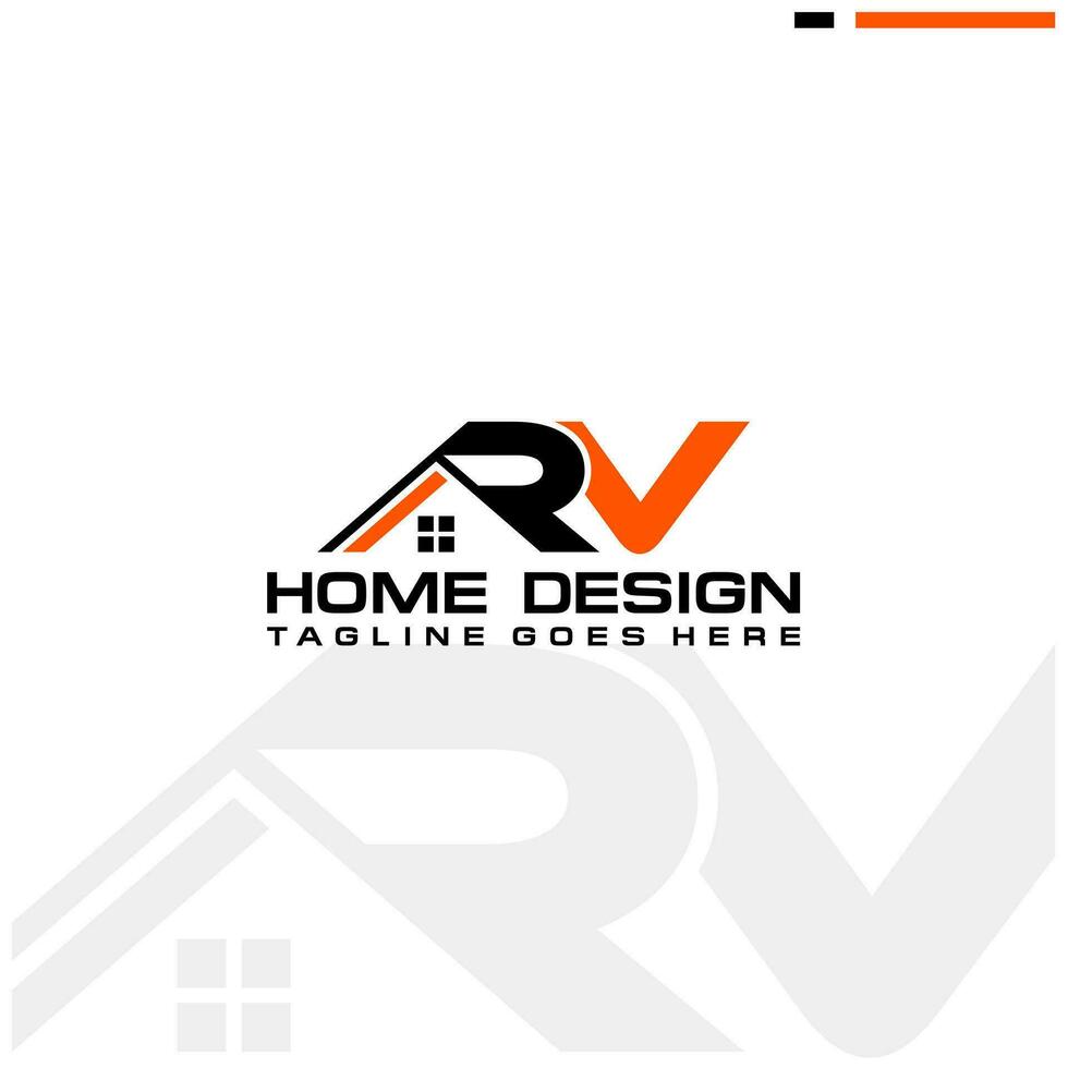 R V initial home or real estate logo vector design